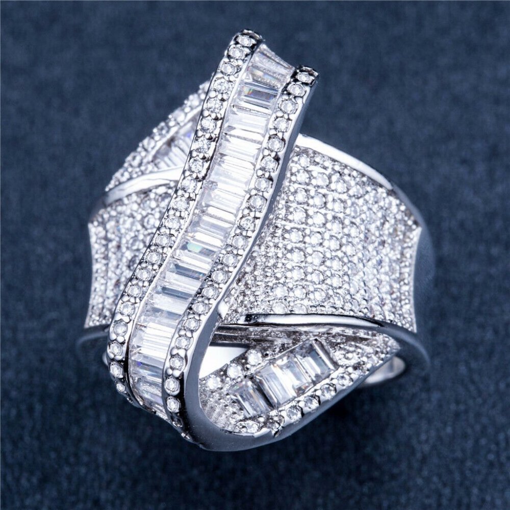 NEW Infinity  925 Silver White Sapphire Ring - Picture 4 of 4